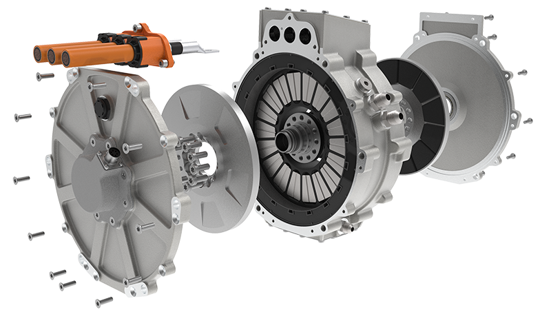 Exploded axial-flux electric motor