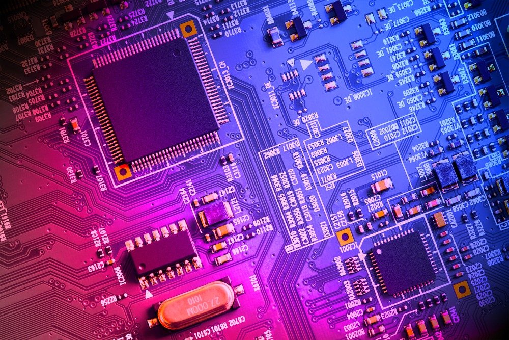 Detailed power-electronics control board with processors and signal circuits